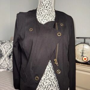 Cabi Women's Black Asymmetrical Jacket-blazer zipper style #615 Sz M